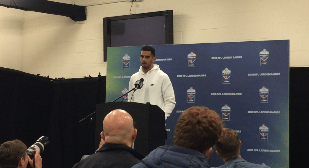Marcus Mariota Press conf Chargers Titans London